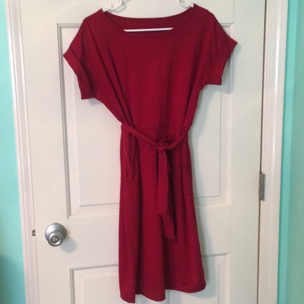Red tshirt knit dress
